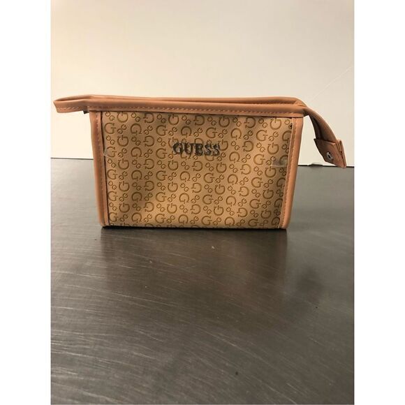 Guess Women’s Tan Small Travel Makeup Pouch - Picture 1 of 7